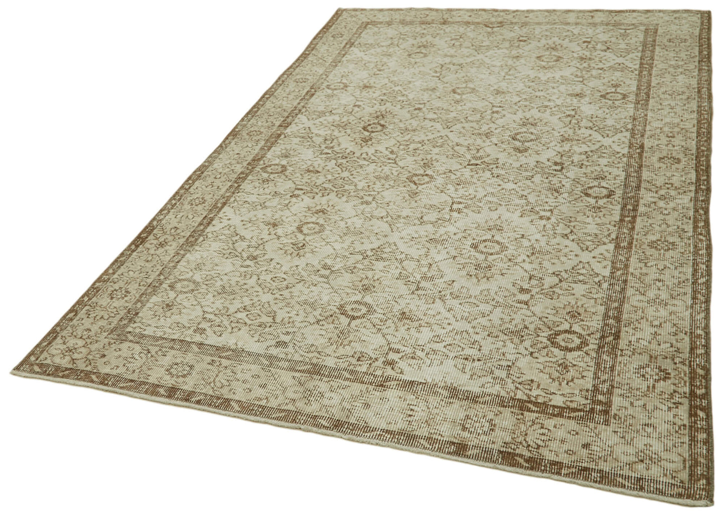 5x9 Beige Turkish Vintage Area Rug - 41646