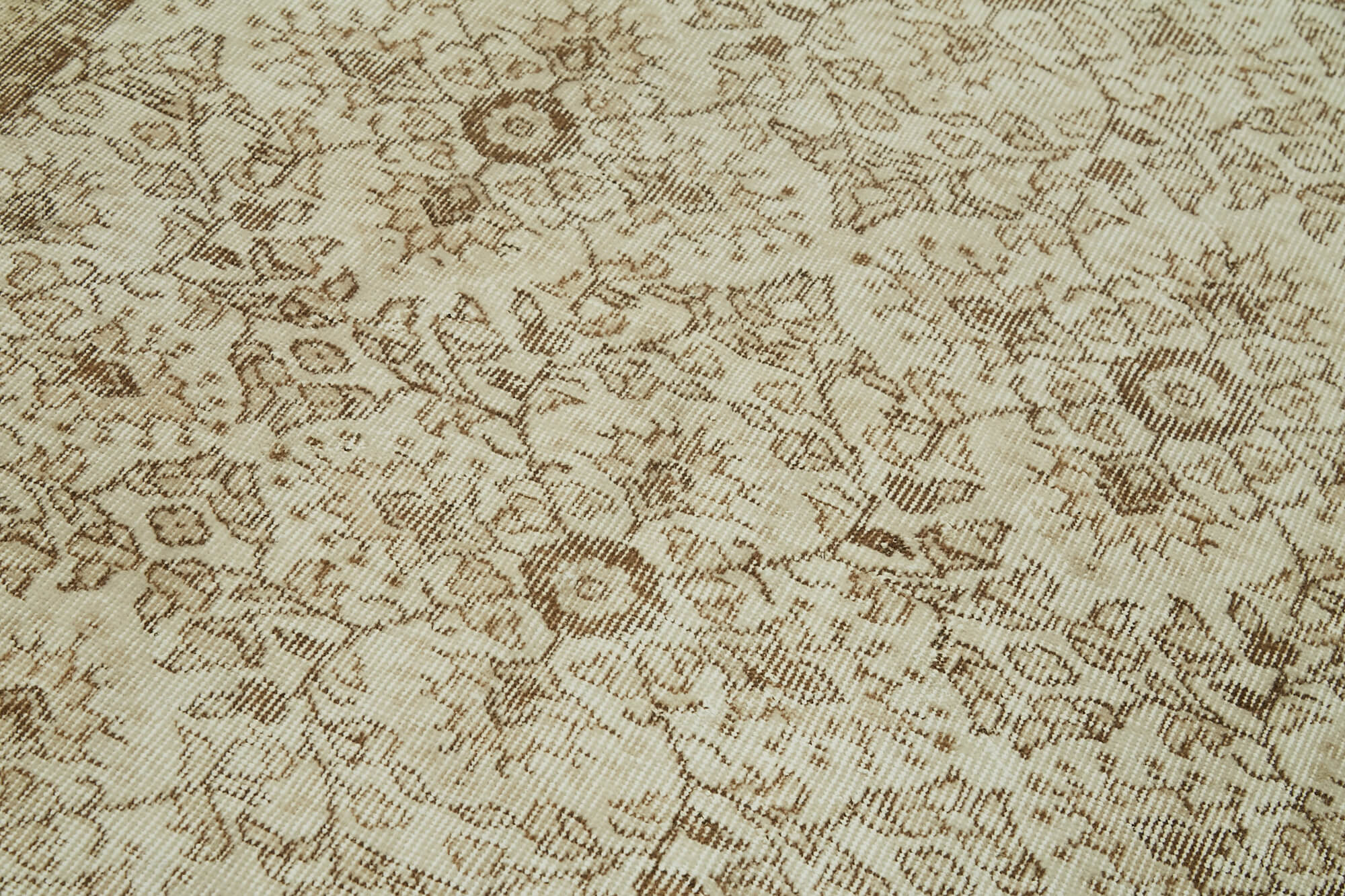 5x9 Beige Turkish Vintage Area Rug - 41646
