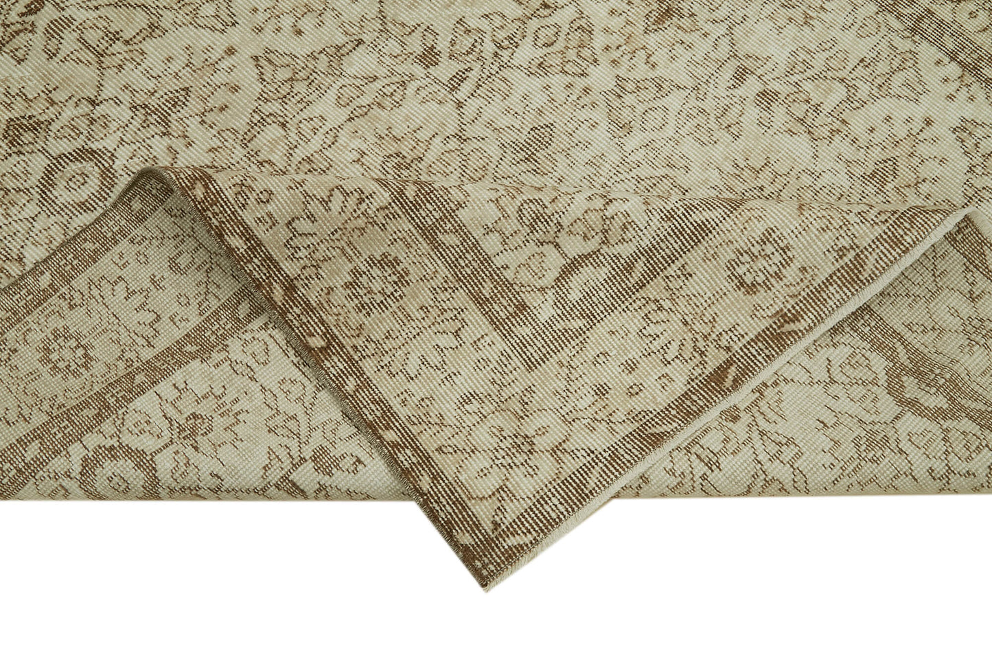 5x9 Beige Turkish Vintage Area Rug - 41646