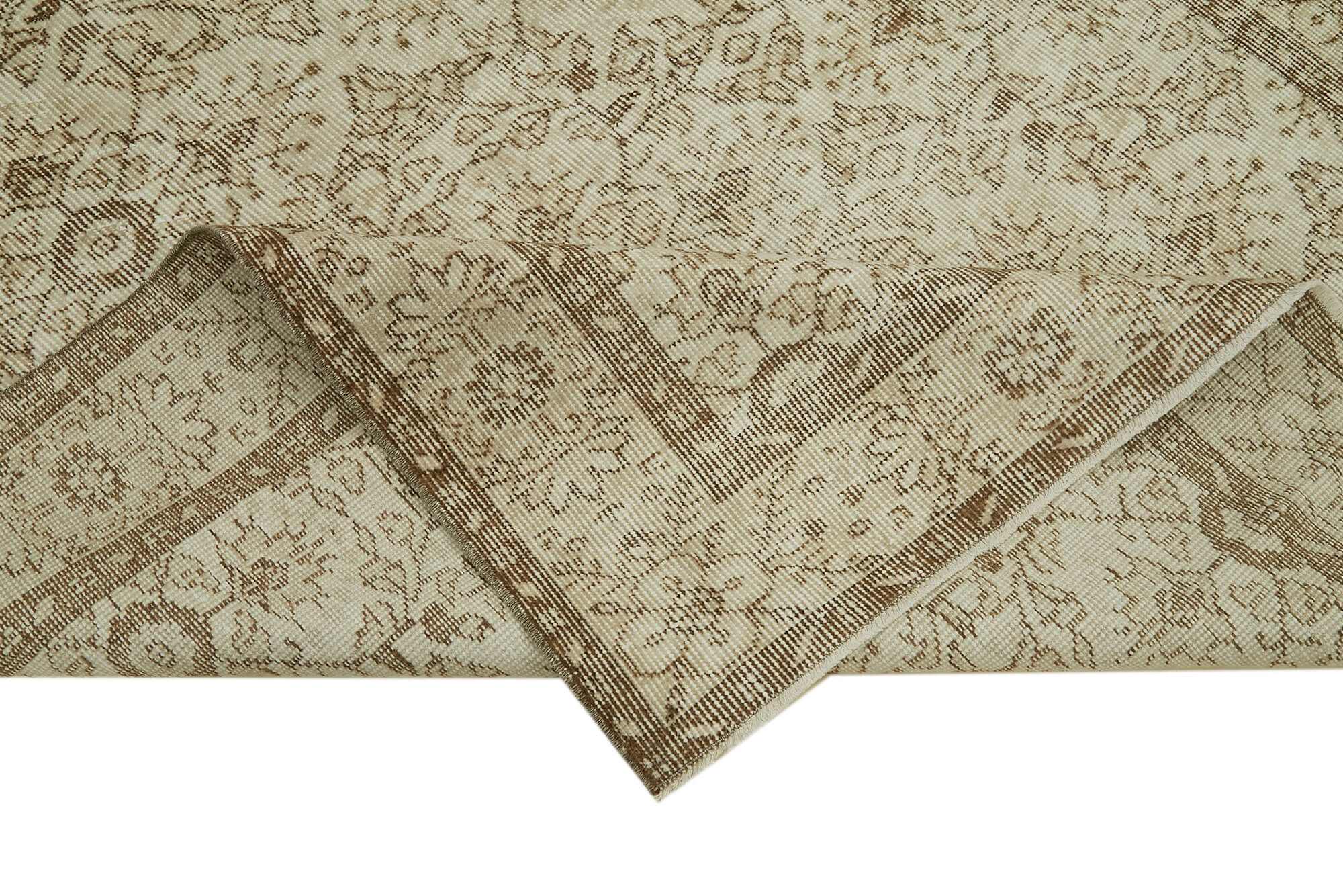 5x9 Beige Turkish Vintage Area Rug - 41646