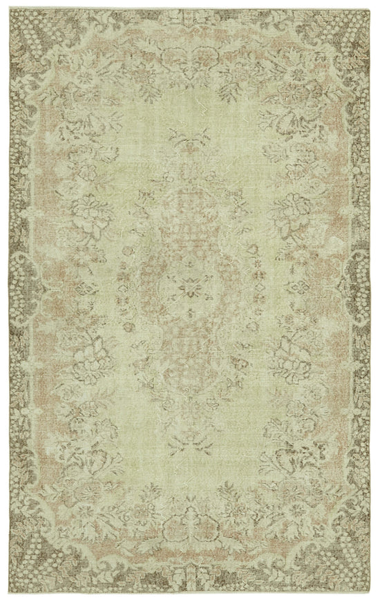 6x9 Beige Turkish Vintage Area Rug - 41648