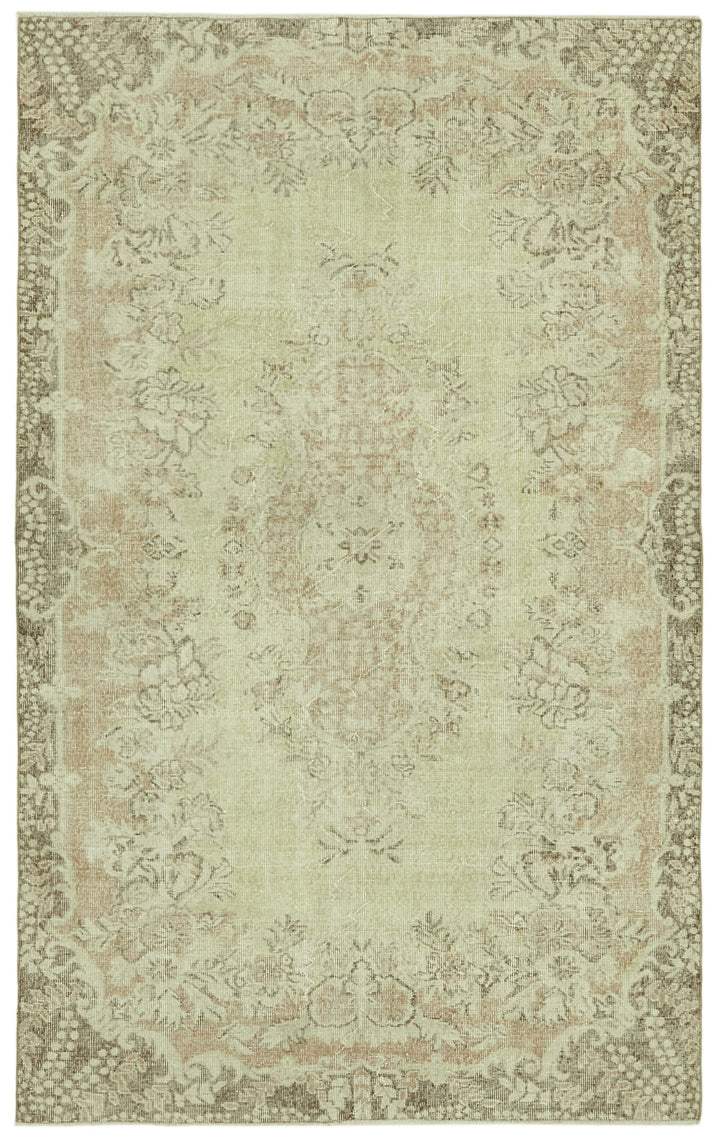 6x9 Beige Turkish Vintage Area Rug - 41648
