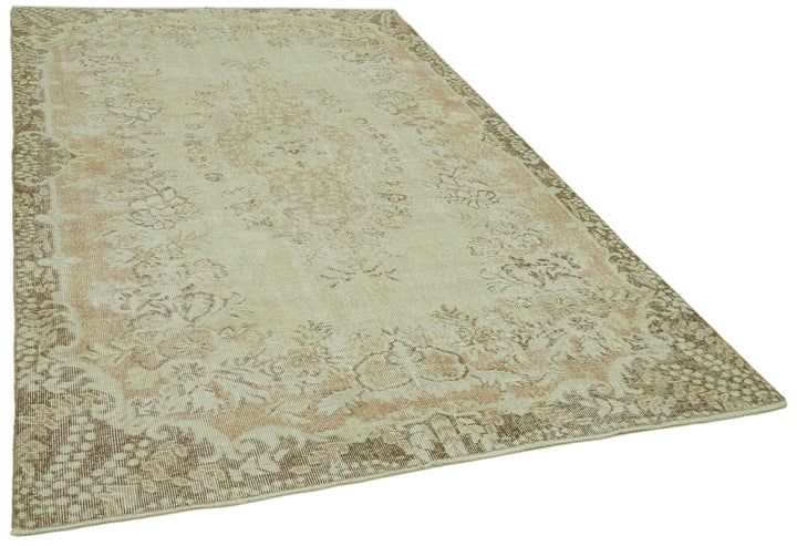 6x9 Beige Turkish Vintage Area Rug - 41648