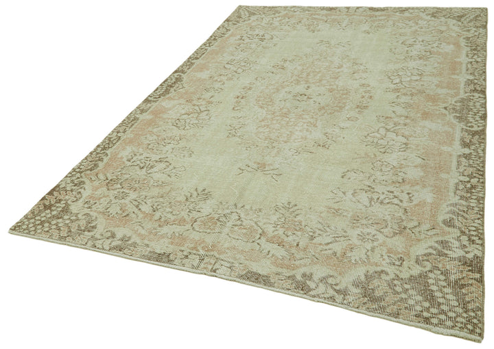 6x9 Beige Turkish Vintage Area Rug - 41648