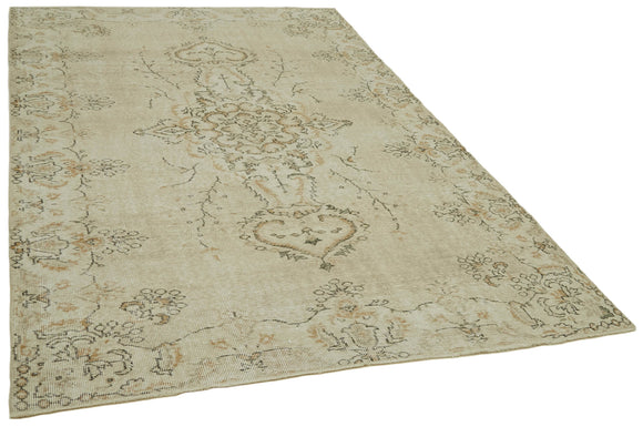 5x8 Beige Turkish Vintage Area Rug - 41649