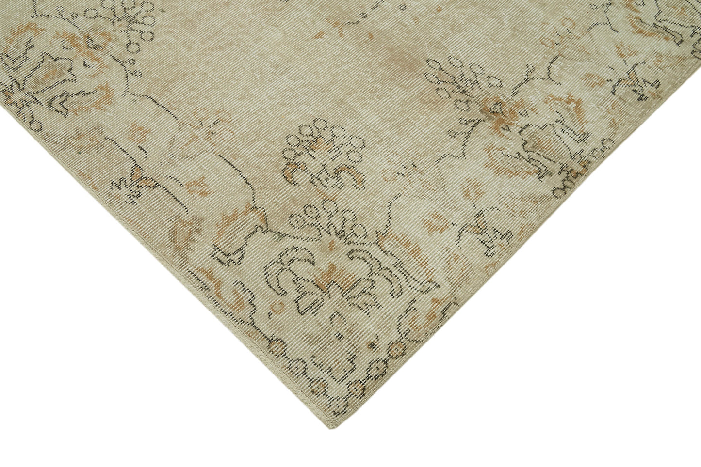 5x8 Beige Turkish Vintage Area Rug - 41649