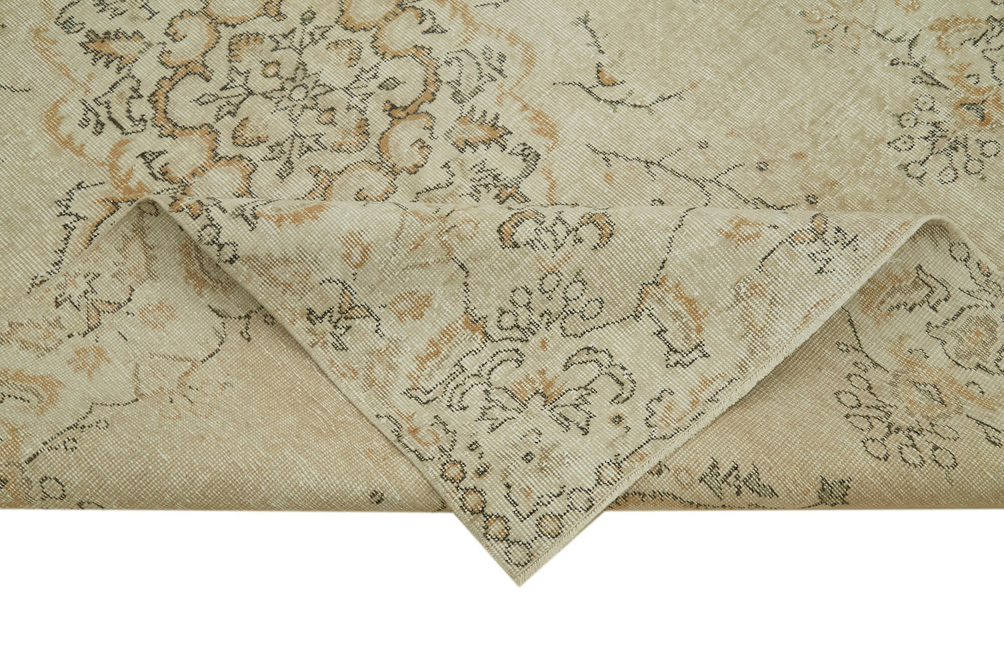 5x8 Beige Turkish Vintage Area Rug - 41649