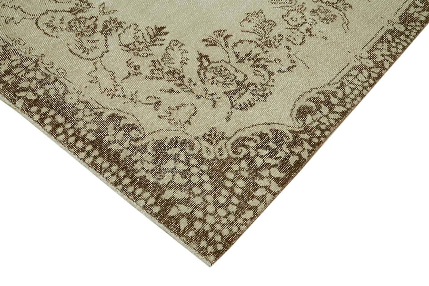 5x9 Beige Turkish Vintage Area Rug - 41650