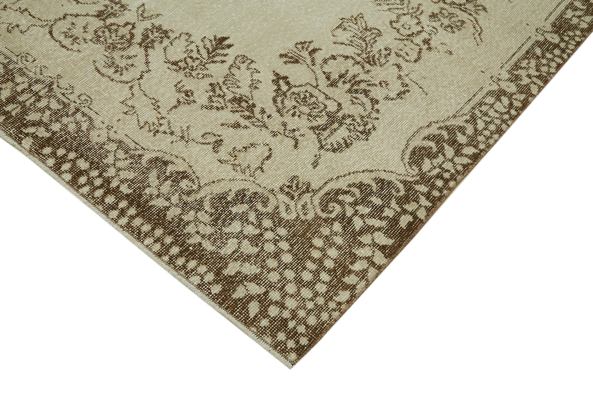 5x9 Beige Turkish Vintage Area Rug - 41650