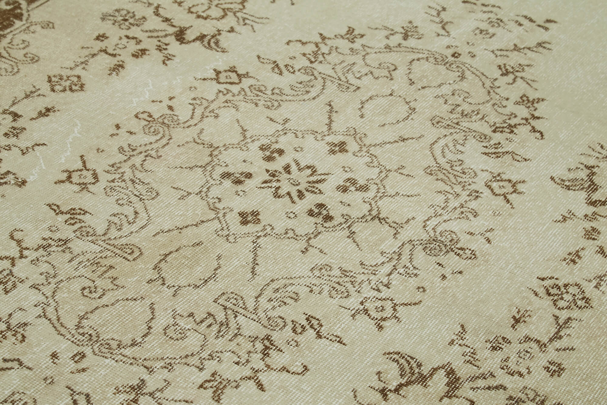 5x9 Beige Turkish Vintage Area Rug - 41650