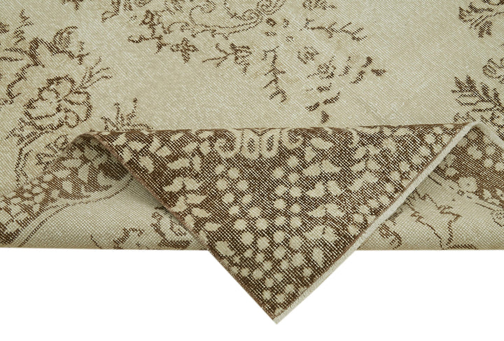 5x9 Beige Turkish Vintage Area Rug - 41650