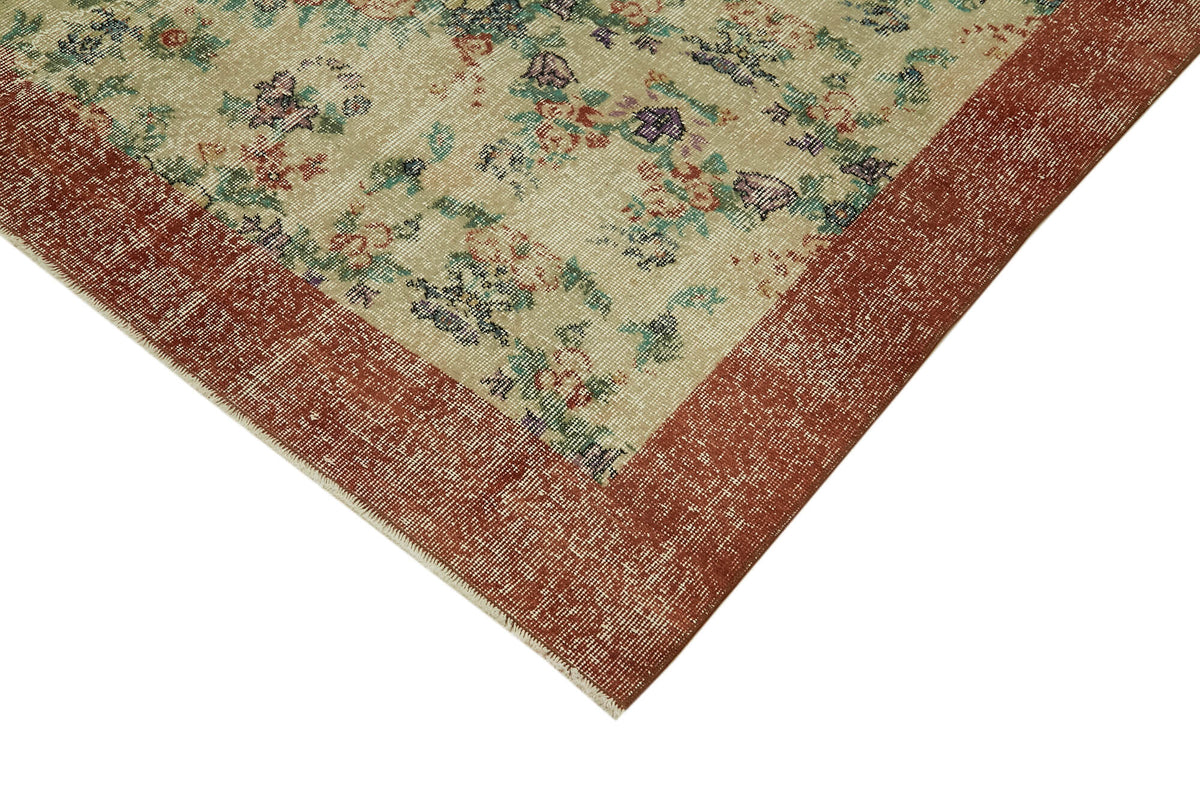7x10 Beige Turkish Vintage Area Rug - 41654