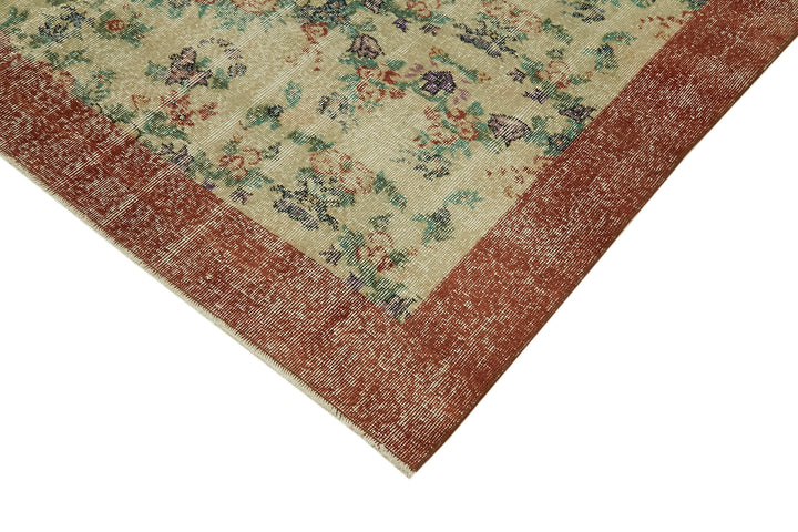 7x10 Beige Turkish Vintage Area Rug - 41654