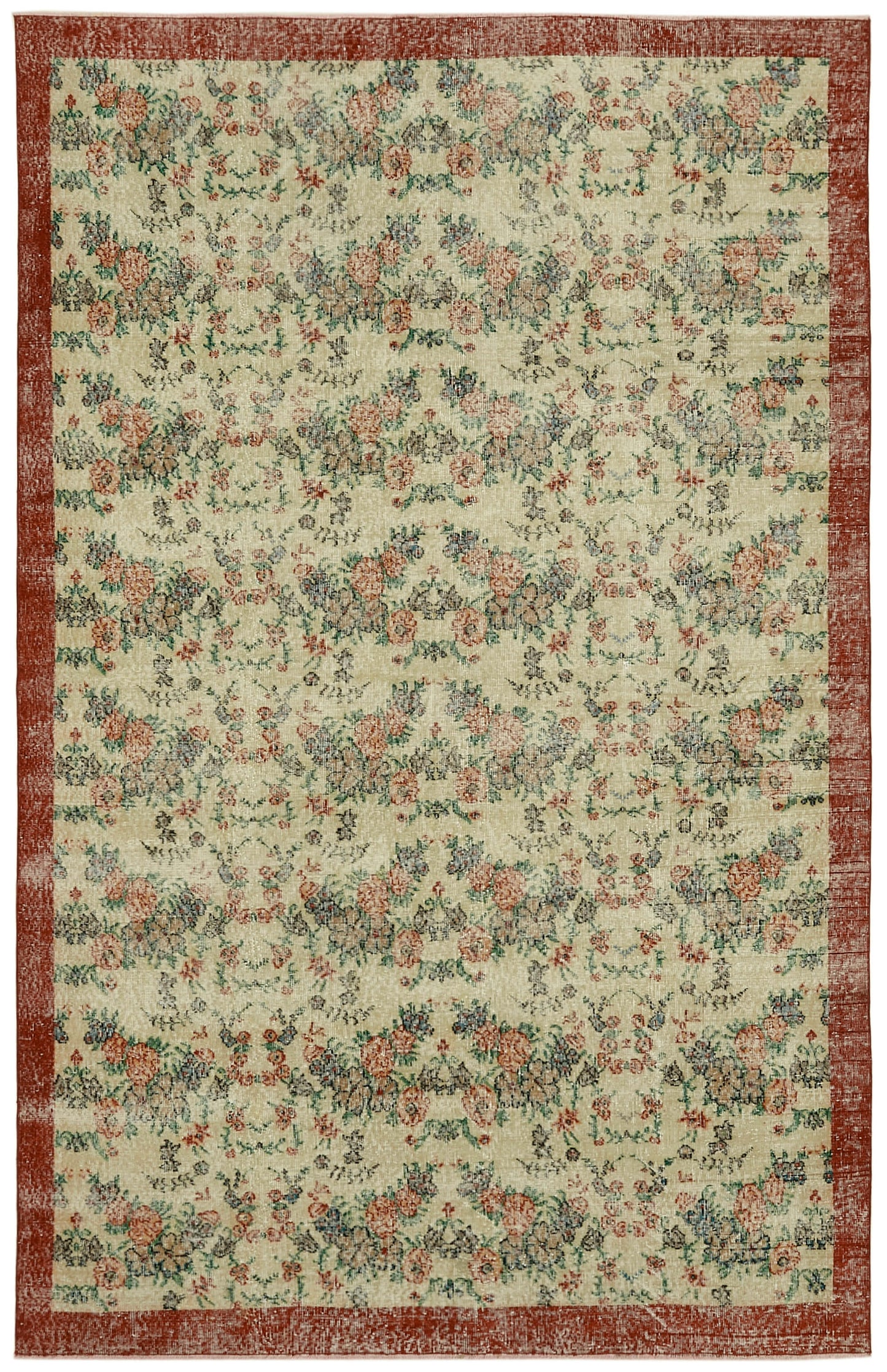6x10 Beige Turkish Vintage Area Rug - 41656