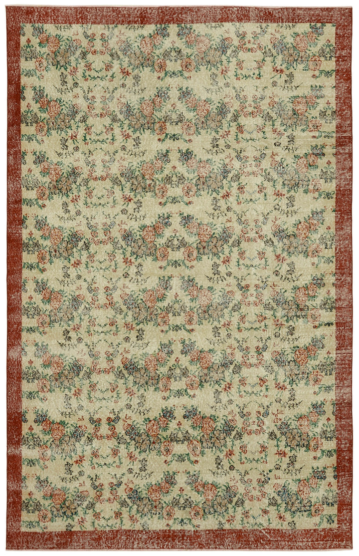 6x10 Beige Turkish Vintage Area Rug - 41656