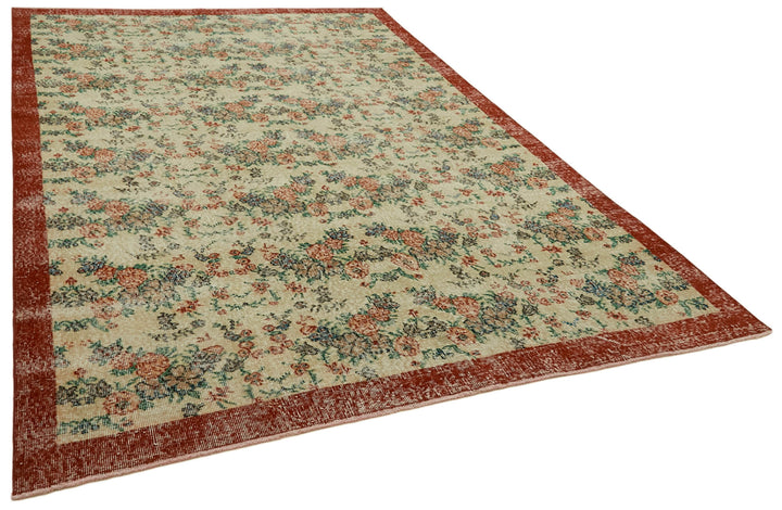 6x10 Beige Turkish Vintage Area Rug - 41656