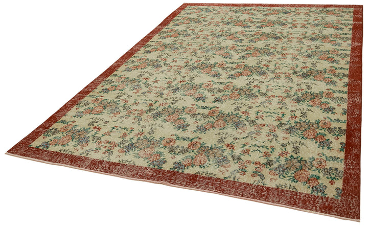 6x10 Beige Turkish Vintage Area Rug - 41656