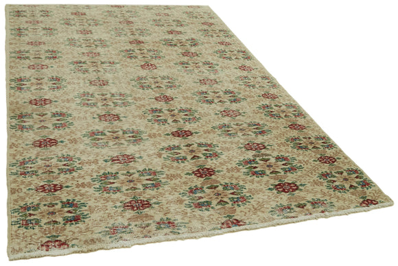 5x8 Beige Turkish Vintage Area Rug - 41659