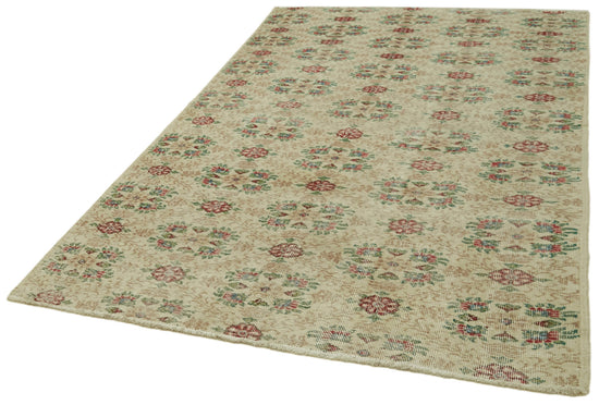 5x8 Beige Turkish Vintage Area Rug - 41659