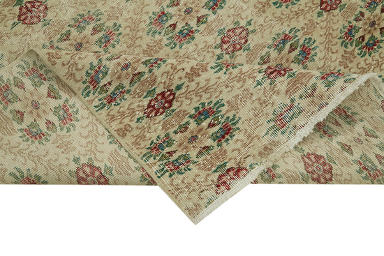 5x8 Beige Turkish Vintage Area Rug - 41659