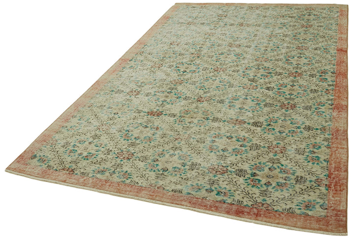 6x9 Beige Turkish Vintage Area Rug - 41660