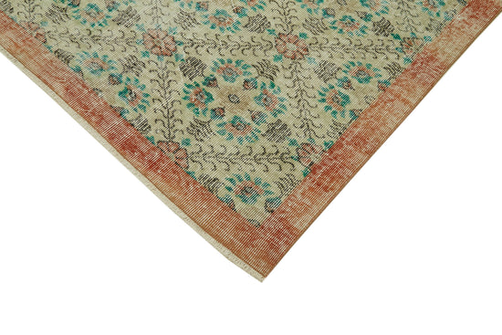 6x9 Beige Turkish Vintage Area Rug - 41660