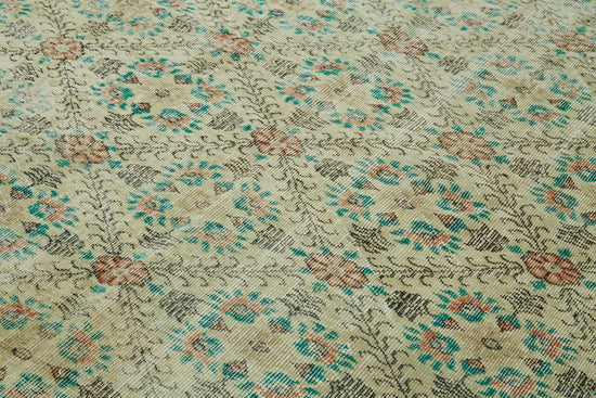 6x9 Beige Turkish Vintage Area Rug - 41660