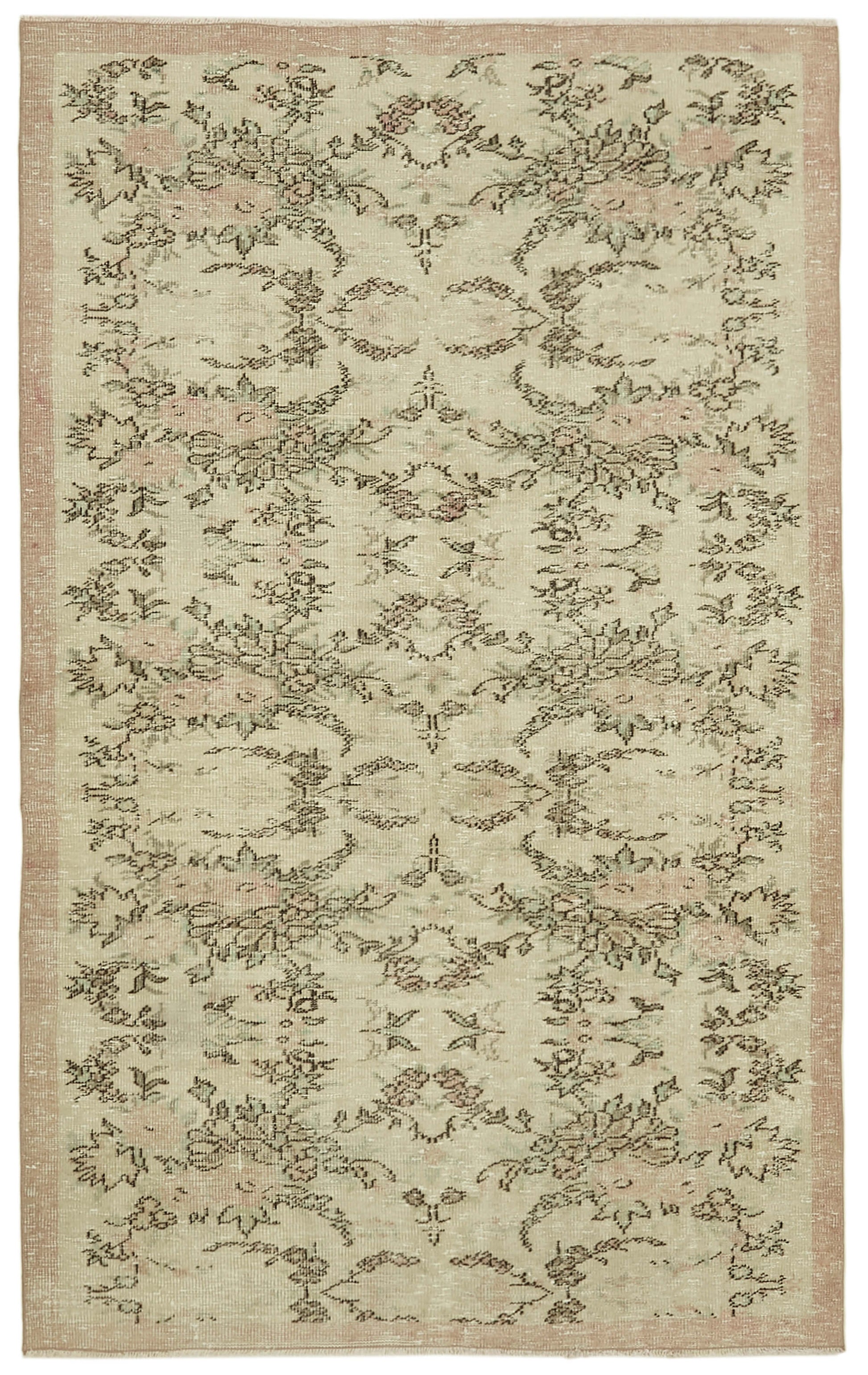 5x8 Beige Turkish Vintage Area Rug - 41663