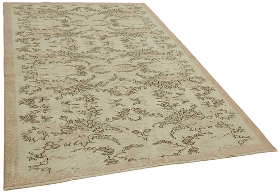 5x8 Beige Turkish Vintage Area Rug - 41663