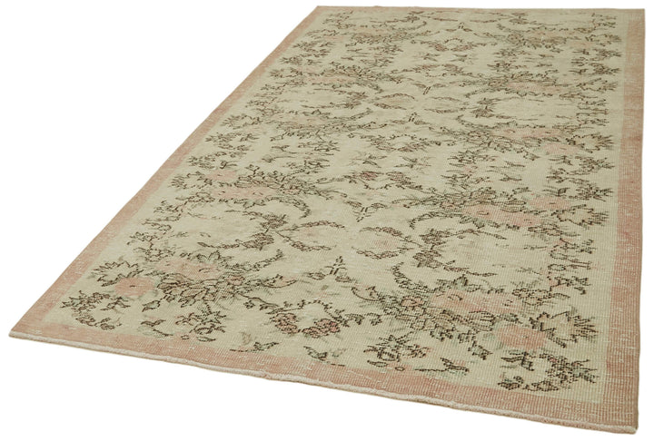 5x8 Beige Turkish Vintage Area Rug - 41663