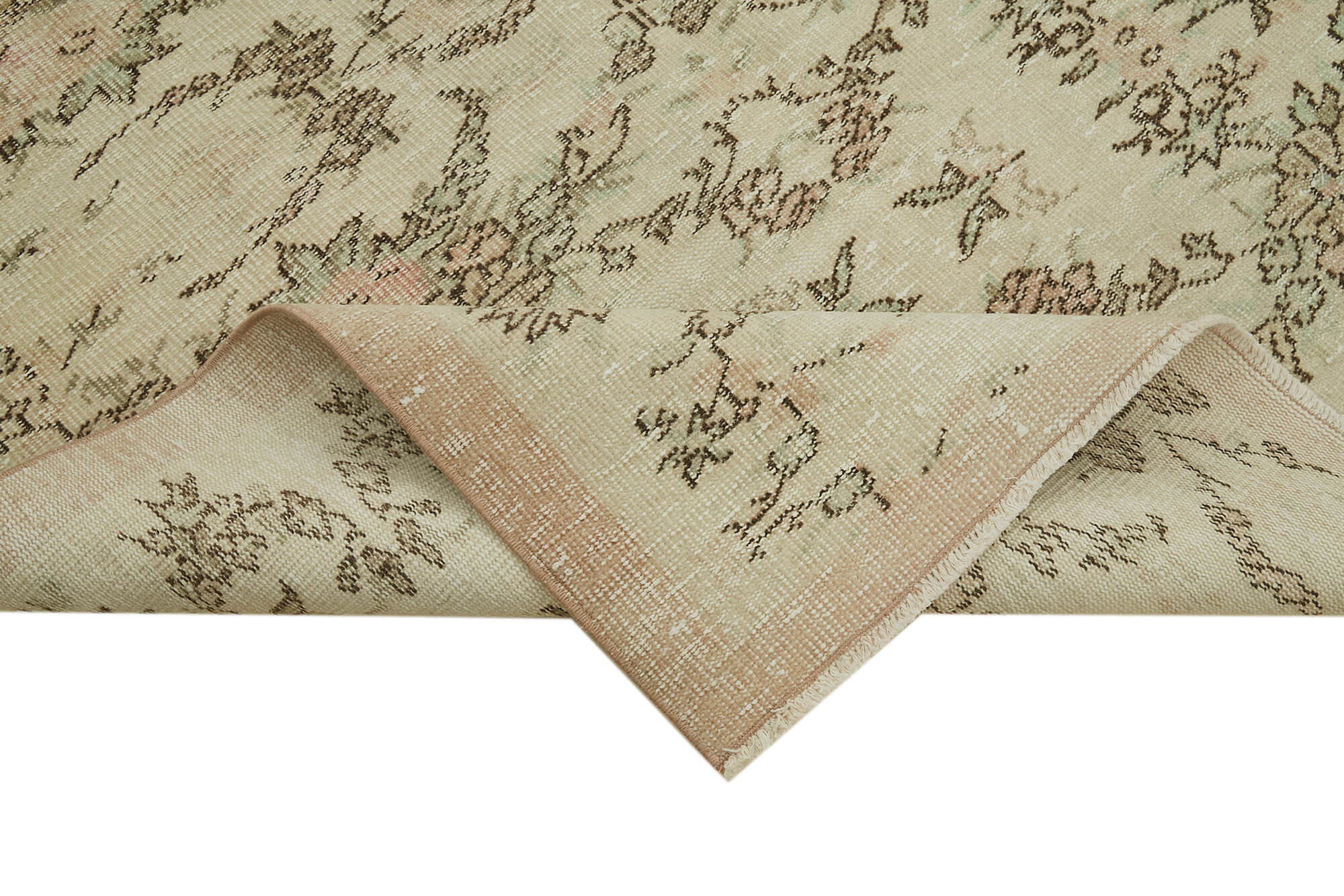 5x8 Beige Turkish Vintage Area Rug - 41663