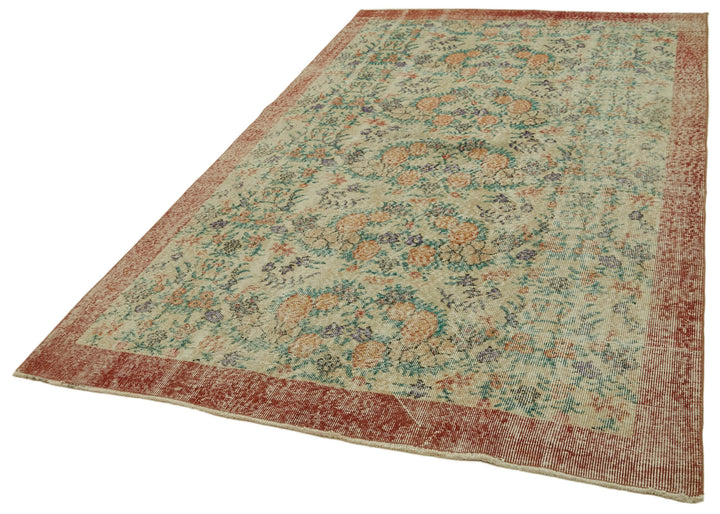 5x9 Beige Turkish Vintage Area Rug - 41666
