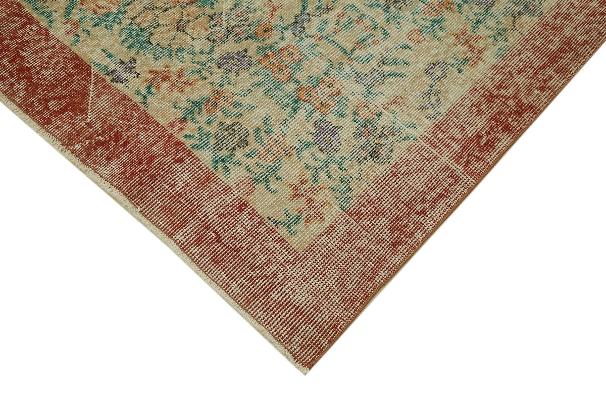 5x9 Beige Turkish Vintage Area Rug - 41666