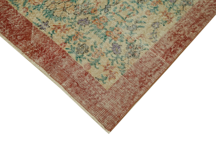 5x9 Beige Turkish Vintage Area Rug - 41666