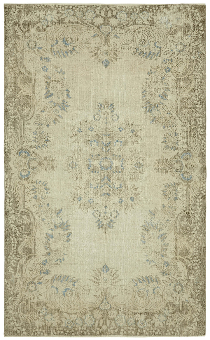 6x9 Beige Turkish Vintage Area Rug - 41669