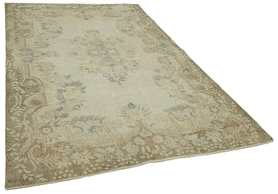 6x9 Beige Turkish Vintage Area Rug - 41669