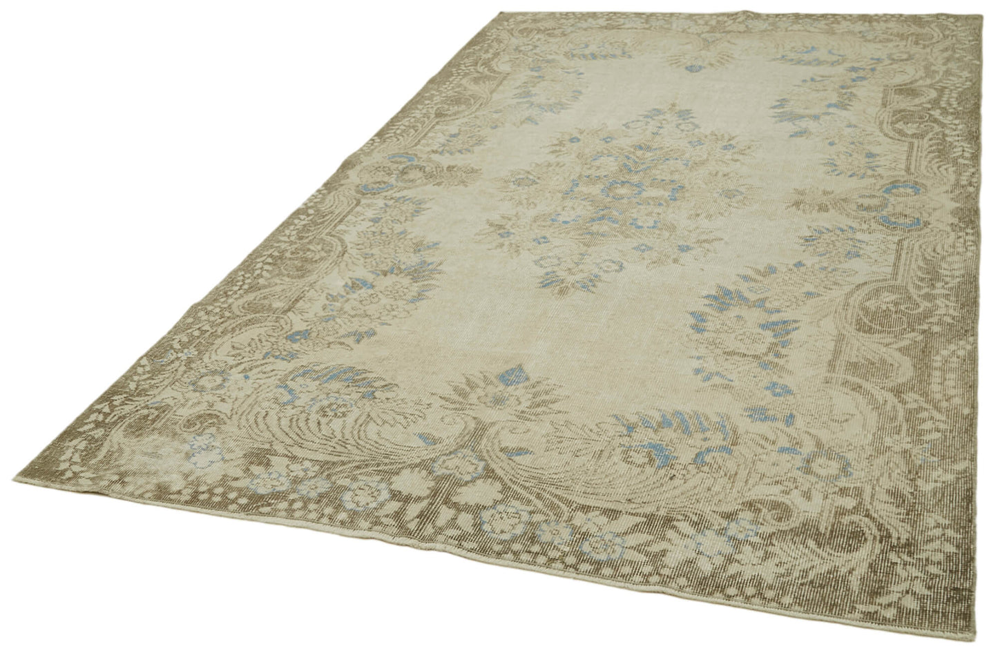 6x9 Beige Turkish Vintage Area Rug - 41669