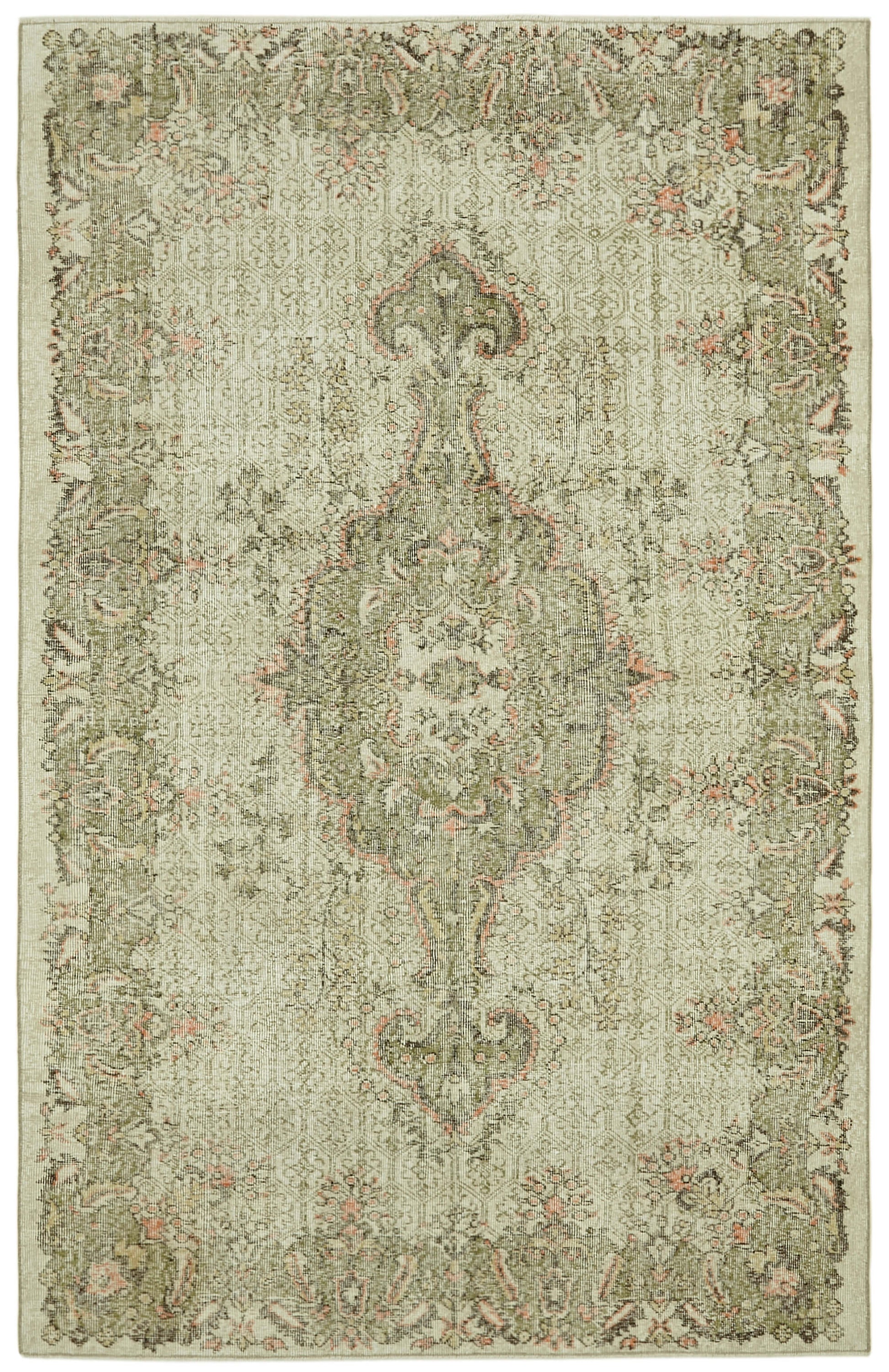 6x10 Beige Turkish Vintage Area Rug - 41676