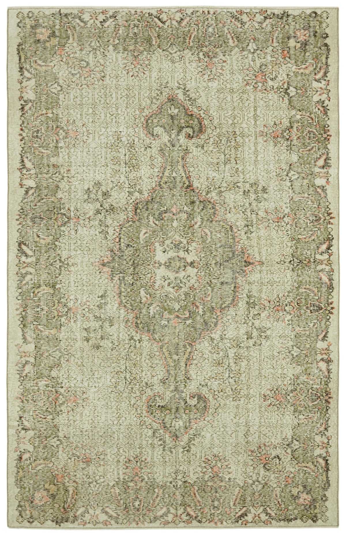 6x10 Beige Turkish Vintage Area Rug - 41676