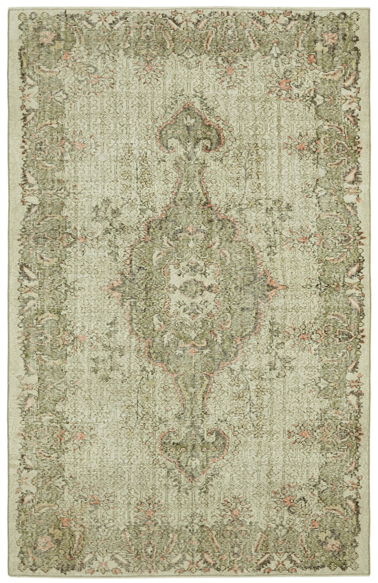 6x10 Beige Turkish Vintage Area Rug - 41676