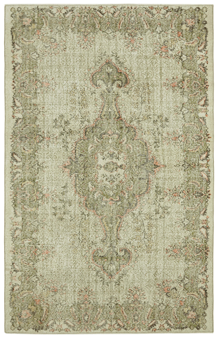6x10 Beige Turkish Vintage Area Rug - 41676