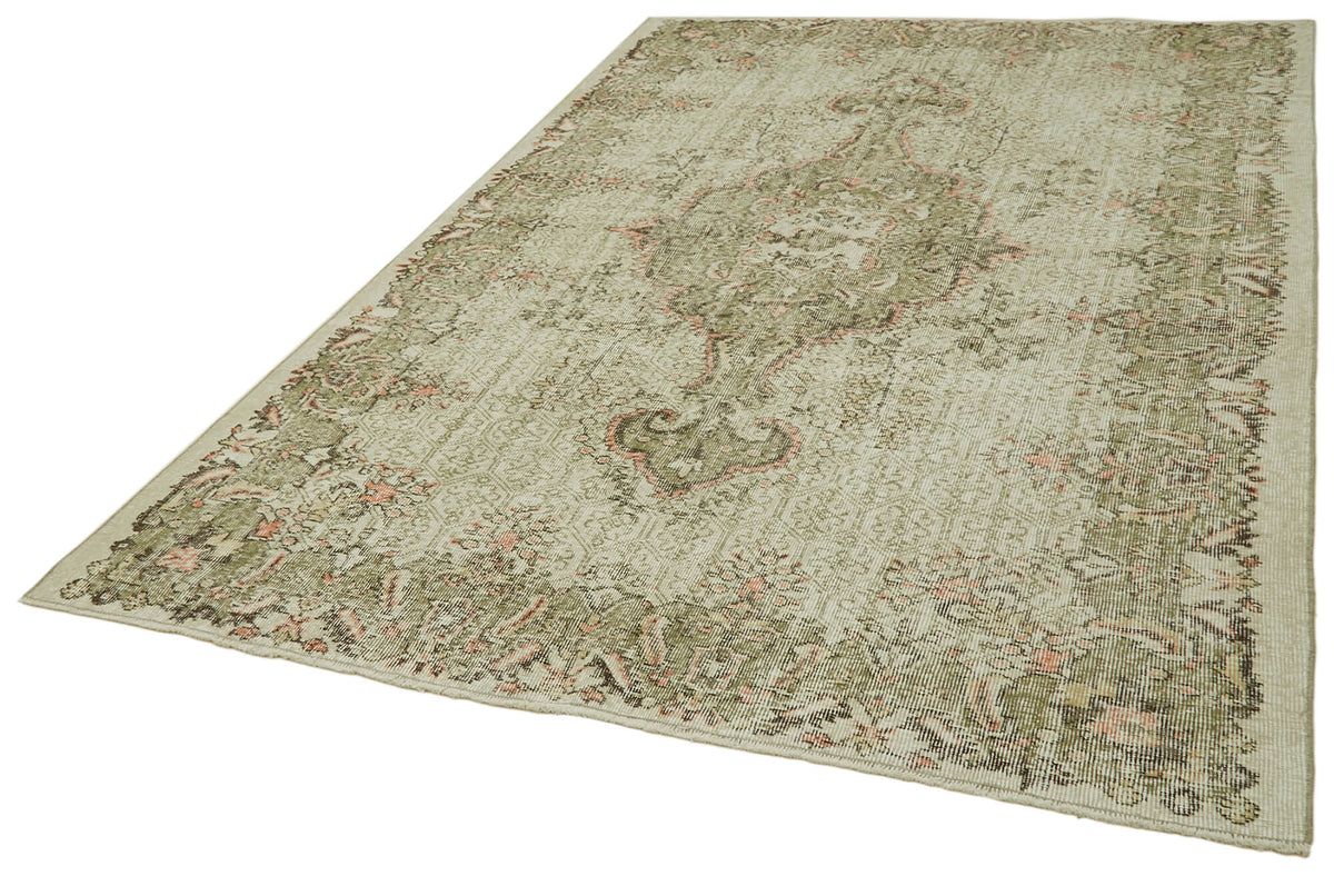 6x10 Beige Turkish Vintage Area Rug - 41676