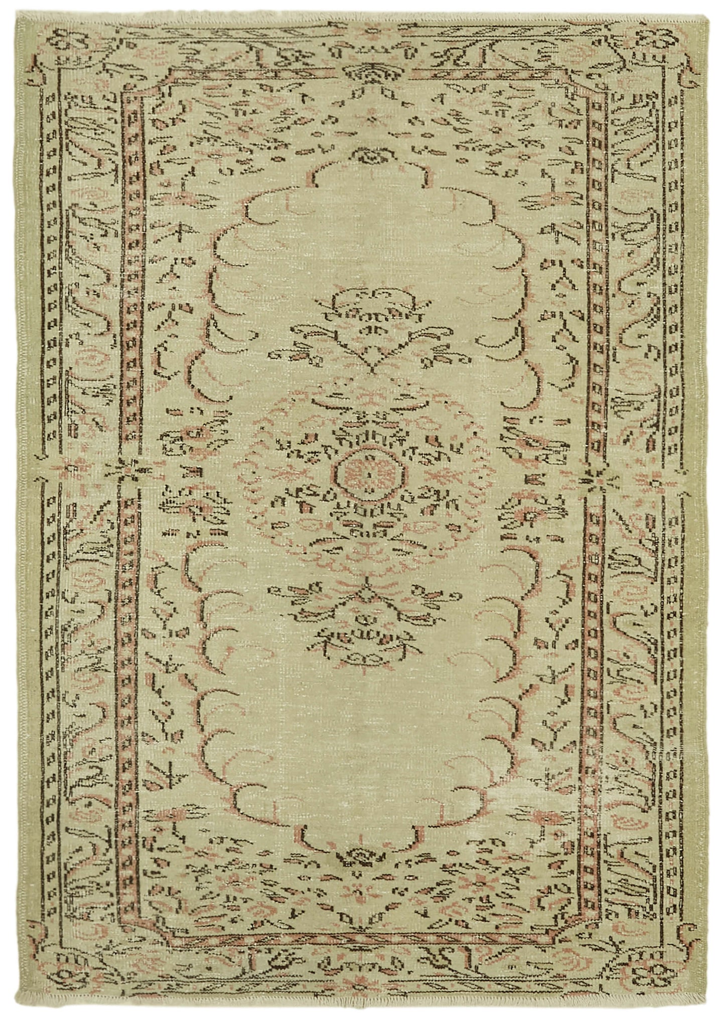 5x7 Beige Turkish Vintage Area Rug - 41682