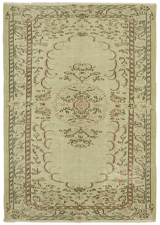5x7 Beige Turkish Vintage Area Rug - 41682