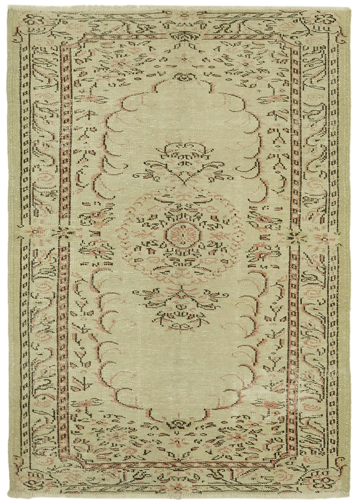 5x7 Beige Turkish Vintage Area Rug - 41682