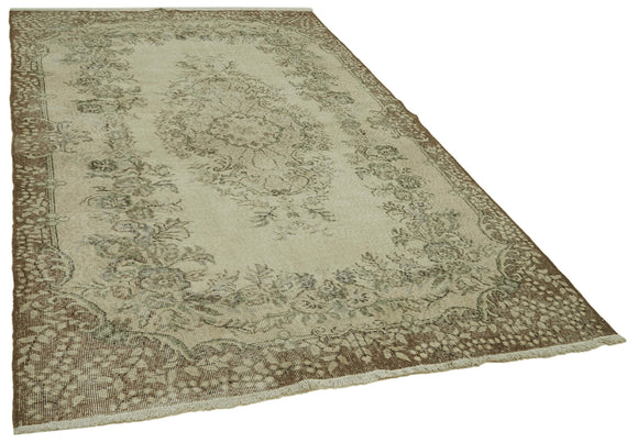 5x9 Beige Turkish Vintage Area Rug - 41688