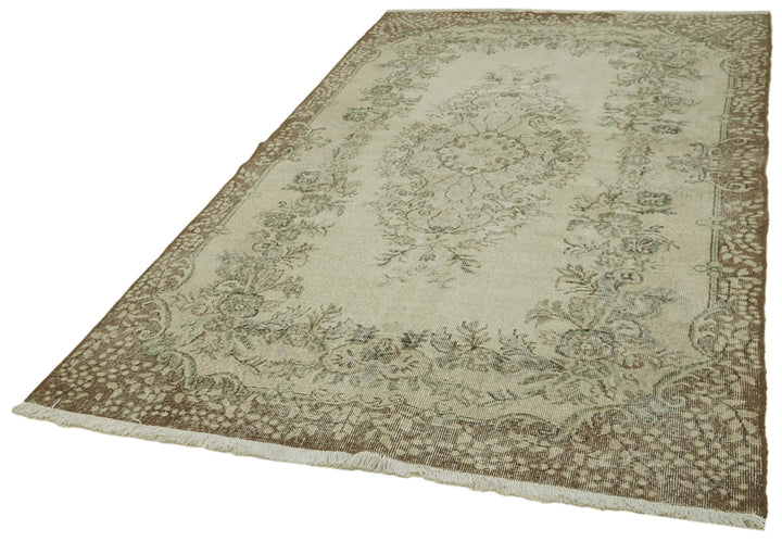 5x9 Beige Turkish Vintage Area Rug - 41688