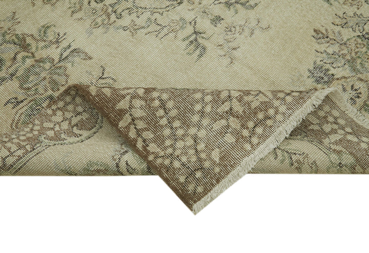 5x9 Beige Turkish Vintage Area Rug - 41688