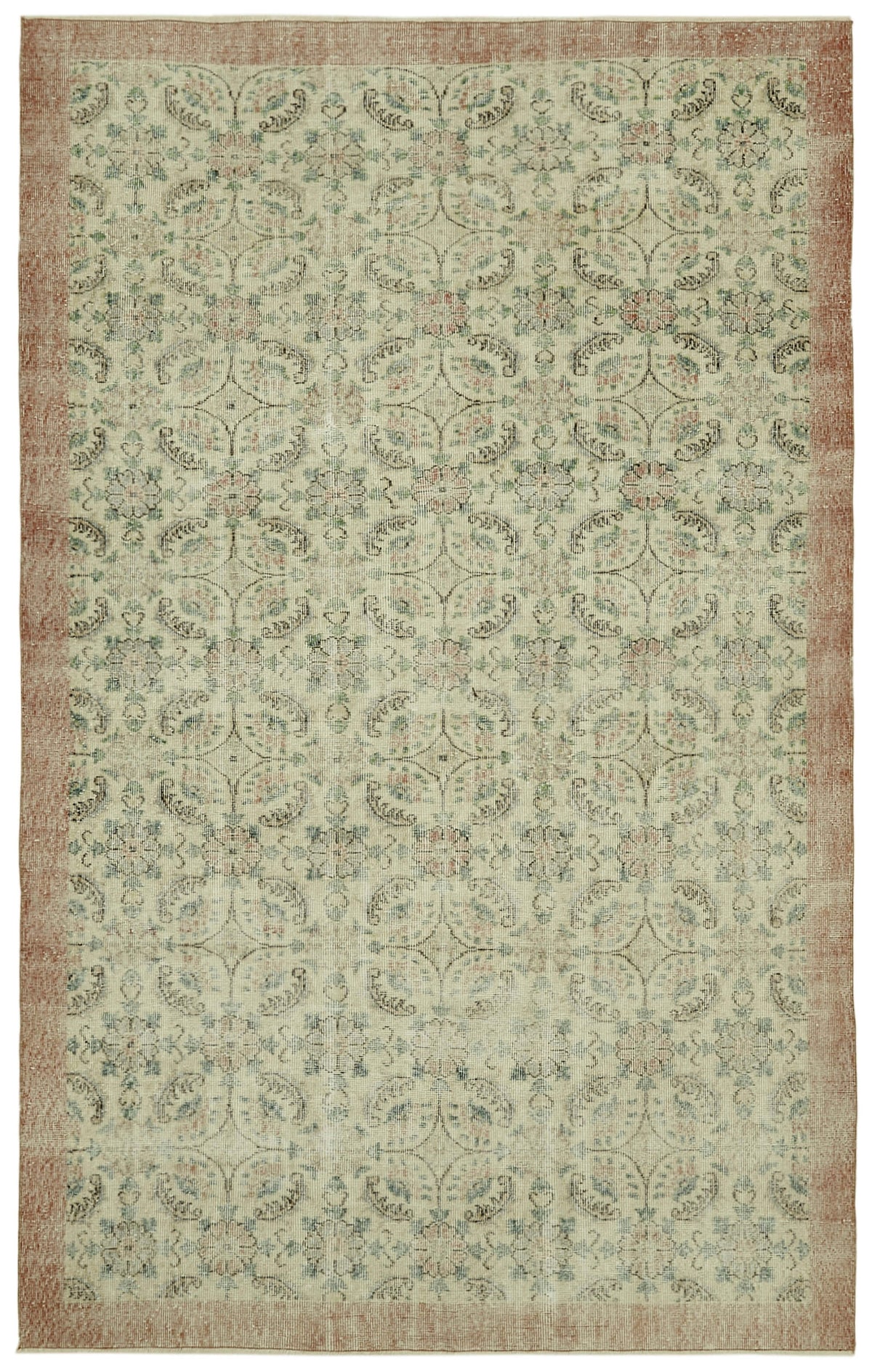6x10 Beige Turkish Vintage Area Rug - 41695
