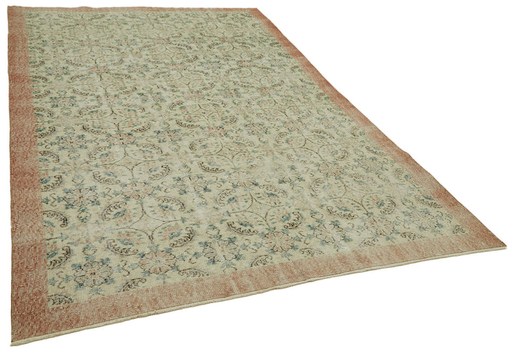 6x10 Beige Turkish Vintage Area Rug - 41695